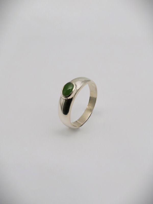 Moko Pounamu Gilt Jewellery Kahurangi Pounamu & Sterling Silver Ring 13569