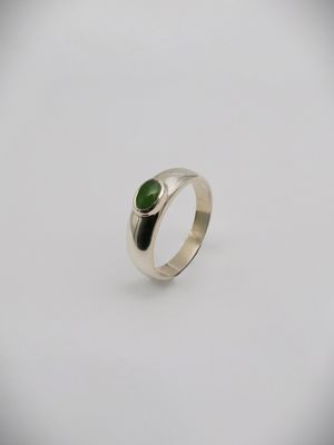 Moko Pounamu Gilt Jewellery Kahurangi Pounamu & Sterling Silver Ring 13569