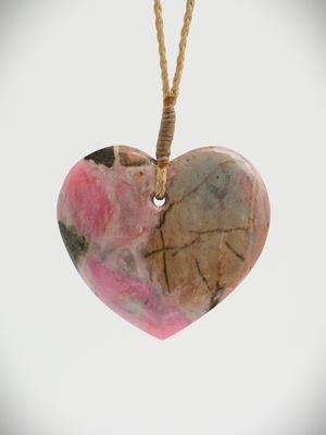 Moko Pounamu,   Heart NZ Genuine Rhodonite stone - Anakoha