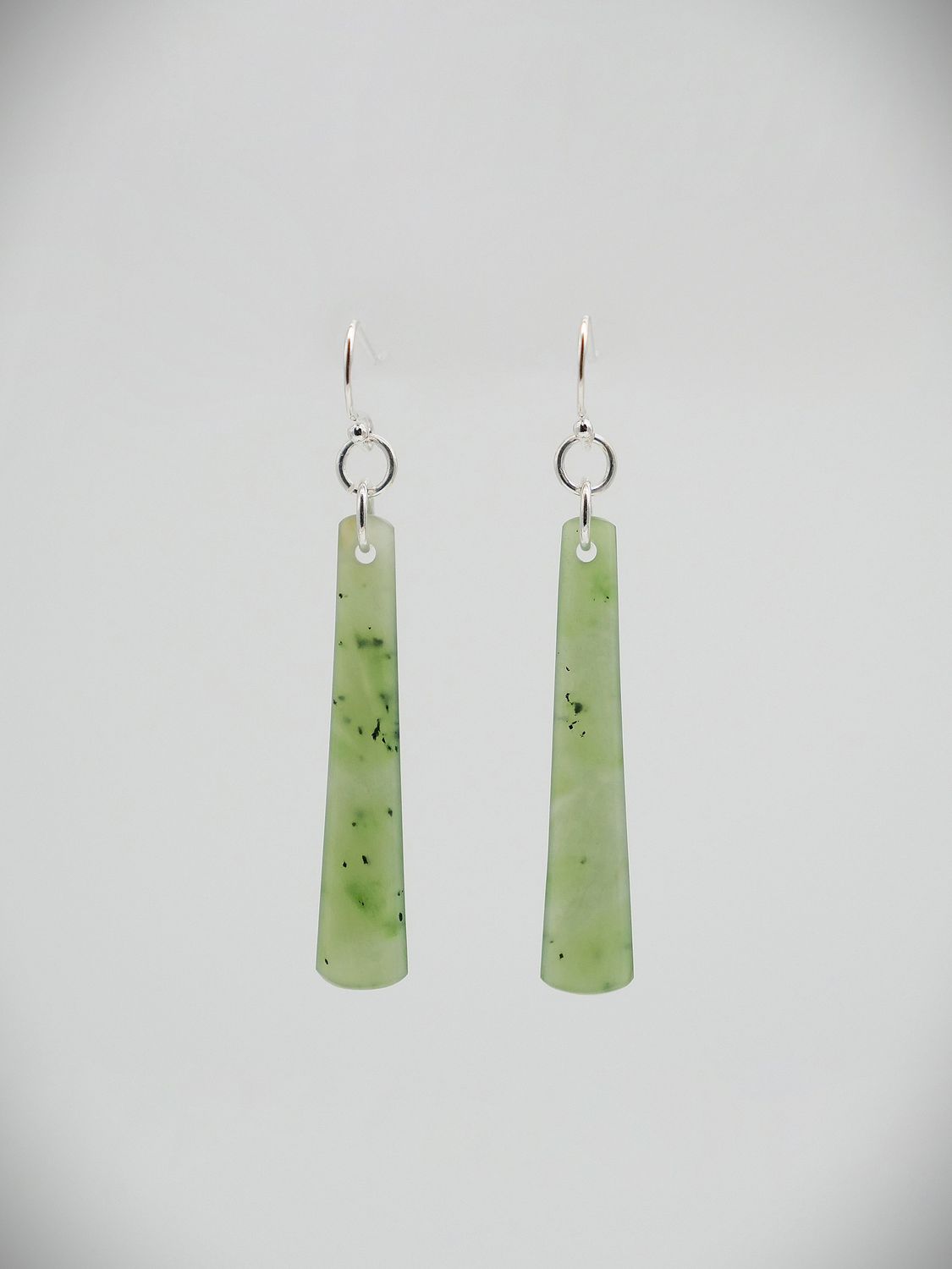Moko Pounamu NZ Genuine Kahurangi Greenstone & Sterling Silver Earrings 13585