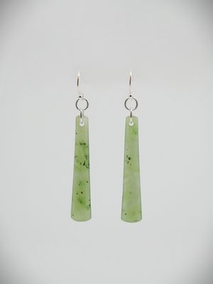 Moko Pounamu NZ Genuine Kahurangi Greenstone & Sterling Silver Earrings 13585