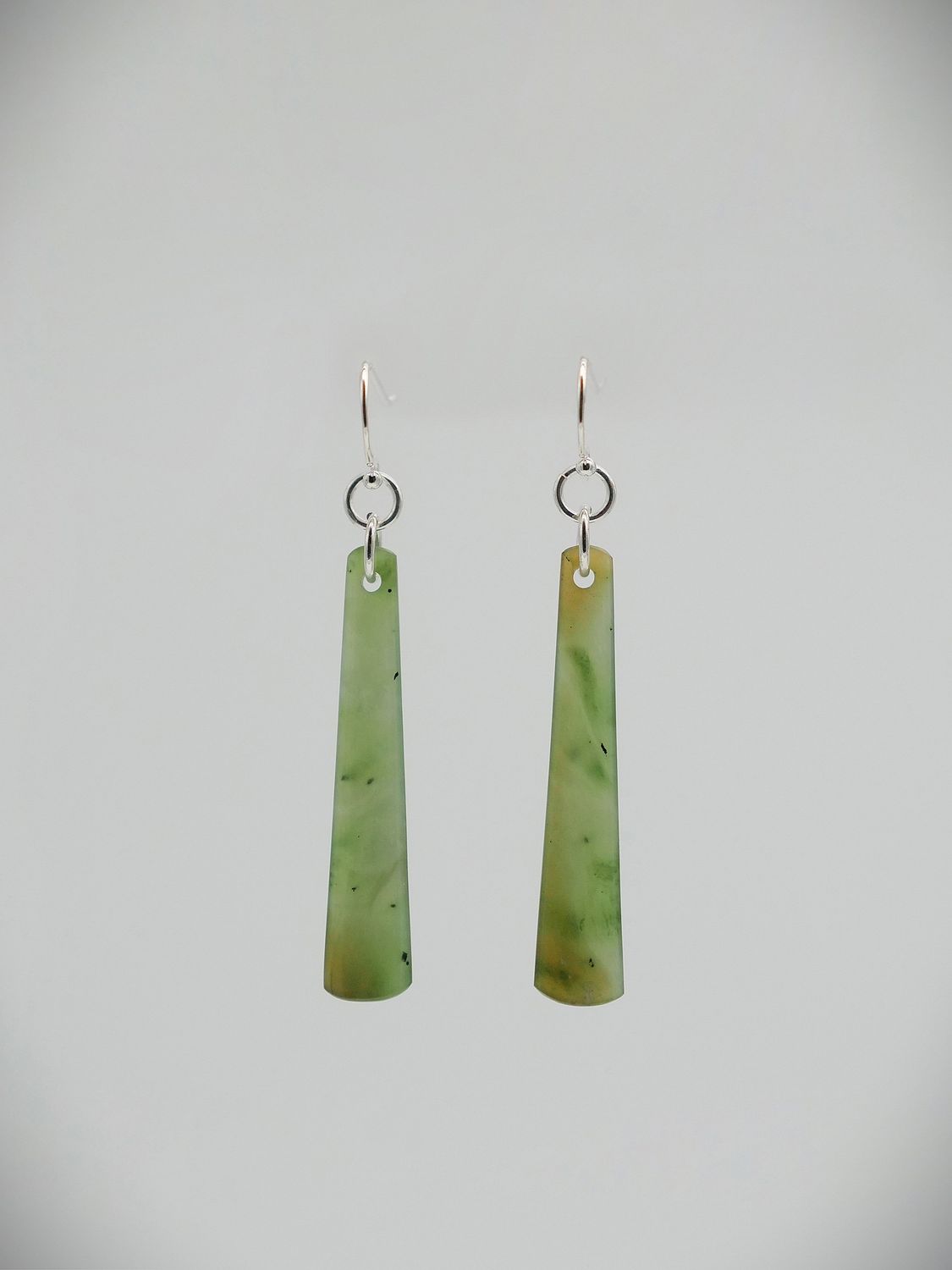 Moko Pounamu NZ Genuine Kahurangi Greenstone & Sterling Silver Earrings 13586