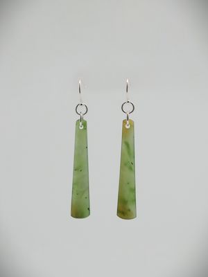 Moko Pounamu NZ Genuine Kahurangi Greenstone & Sterling Silver Earrings 13586