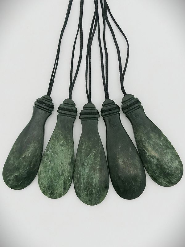 Moko Pounamu Mere NZ Genuine Kawakawa Flower  Greenstone - Waitaria - SALE