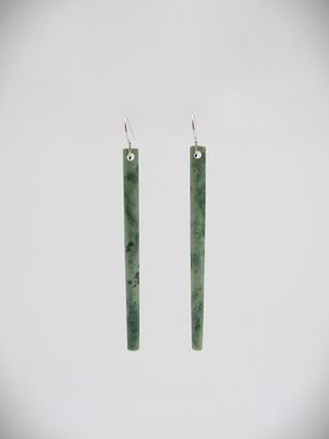 Moko Pounamu NZ Genuine Auhunga Greenstone and Sterling Silver  Earrings 13598