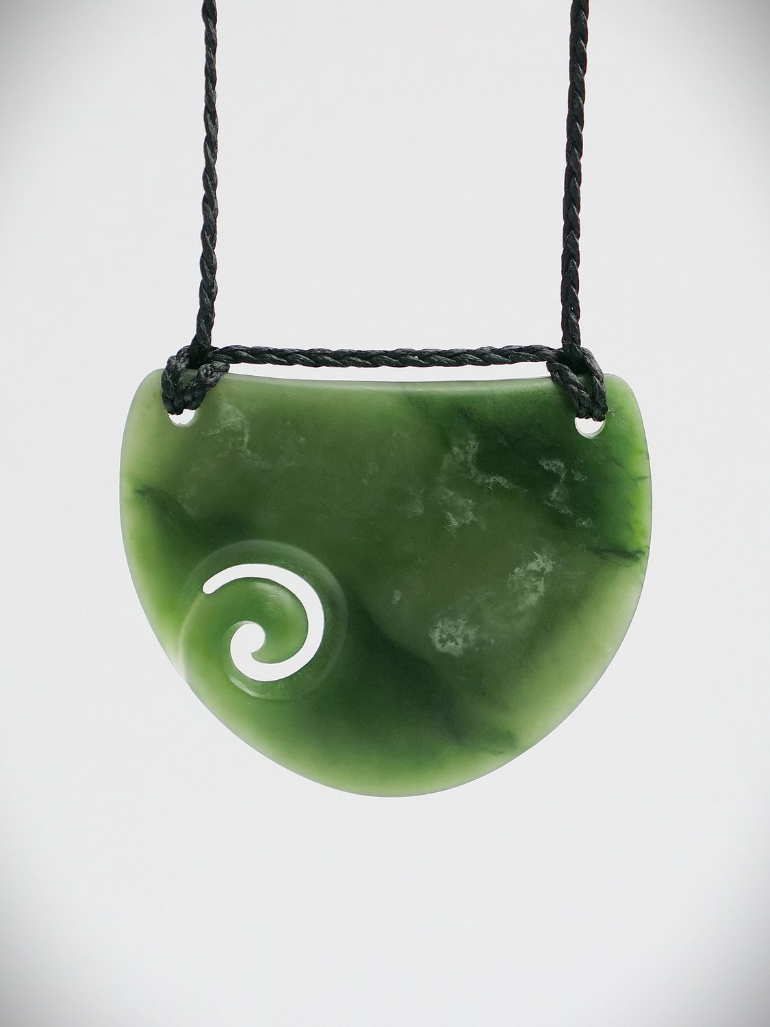 Moko Pounamu Kouma (Breastplate) with Koru NZ Genuine Hapopo Greenstone - Manaroa
