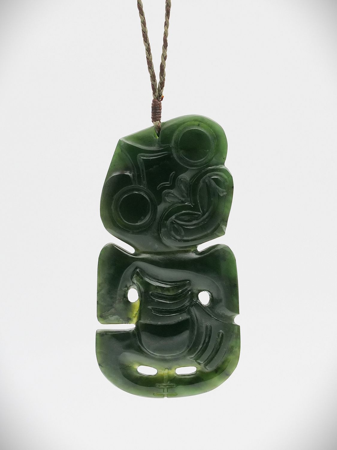 Moko Pounamu Hei Tiki Genuine NZ Kawakawa Greenstone - Waihemo