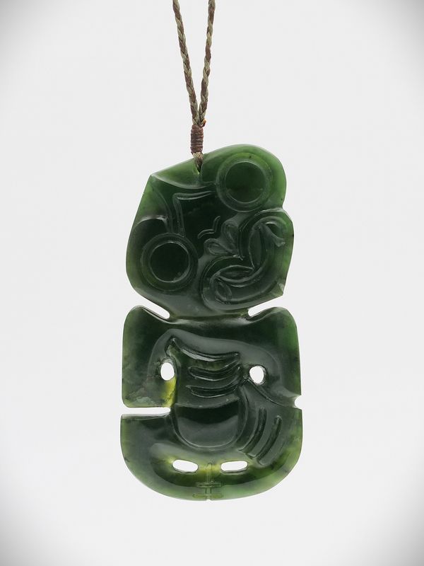 Moko Pounamu Hei Tiki Genuine NZ Kawakawa Greenstone - Waihemo