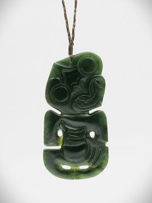 Moko Pounamu Hei Tiki Genuine NZ Kawakawa Greenstone - Waihemo