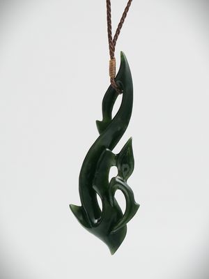 Moko Pounamu Manaia NZ Genuine Kawakawa Greenstone - Matapara