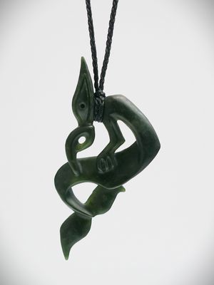 Moko Pounamu Manaia NZ Genuine Kawakawa Greenstone - Oruawairua