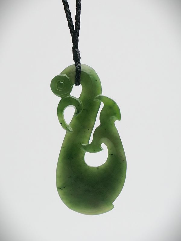 Moko Pounamu Manaia NZ Genuine Kawakawa Greenstone - Motuara