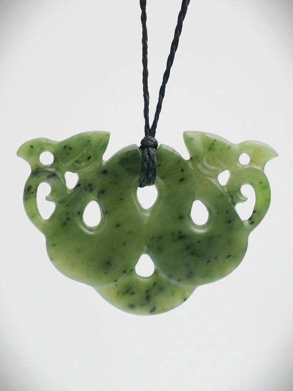 Moko Pounamu Peka Peka NZ Genuine Kawakawa Greenstone - Ngakuta