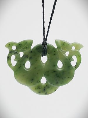 Moko Pounamu Peka Peka NZ Genuine Kawakawa Greenstone - Ngakuta