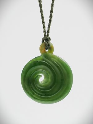 Moko Pounamu Pikorua Koru NZ Genuine Marsden Flower Greenstone - Waimangaroa