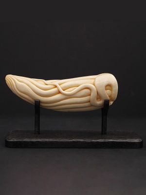 Moko Pounamu Rei Puta Genuine Whale Tooth Carving - Tangaroa