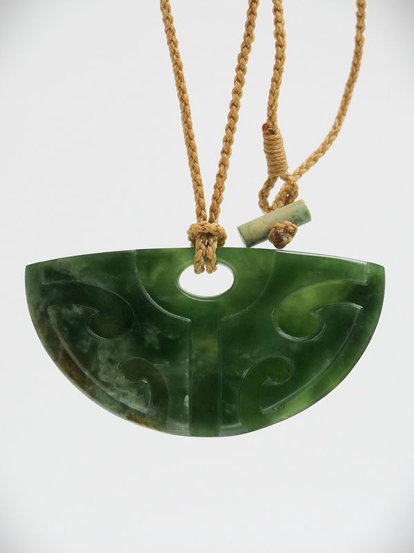 Moko Pounamu Kouma (Breastplate) NZ Genuine Marsden Flower Greenstone - Kauauroa
