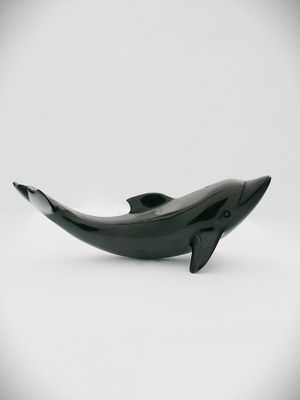 Moko Pounamu Dolphin Sculpture Cowell Black Jade Greenstone  - Aihe