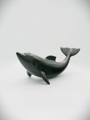 Moko Pounamu Dolphin Sculpture Cowell Black Jade Greenstone  - Aihe