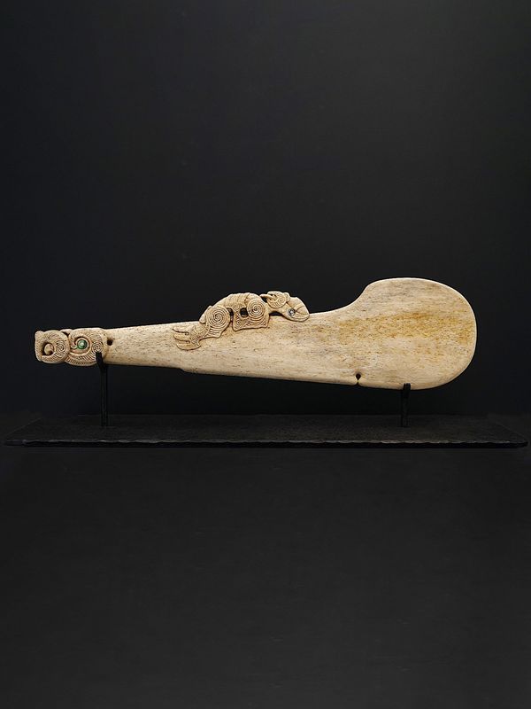 Moko Pounamu Whale Bone Wahaika - Motungarara