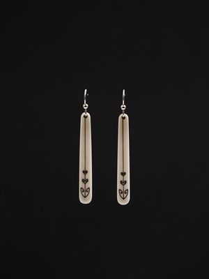 Moko Pounamu,  Scrimshaw Bone & Sterling Silver  Earrings 14122