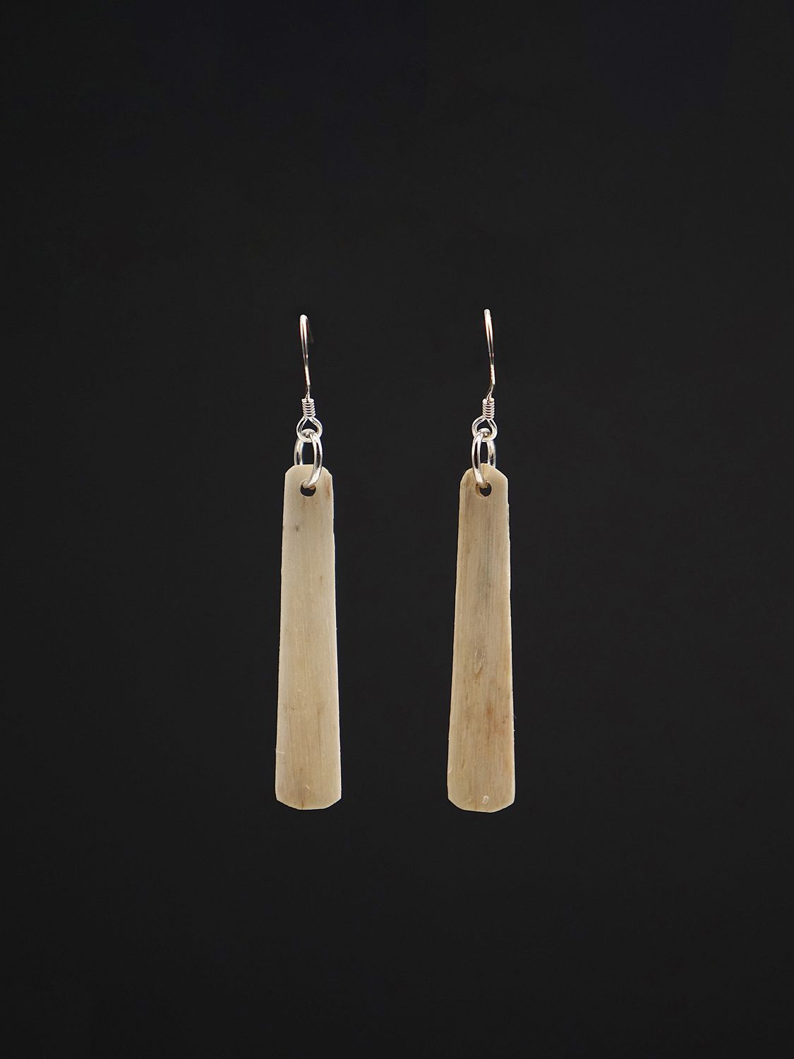 Moko Pounamu Whale Bone and Silver Drop Earrings 14124
