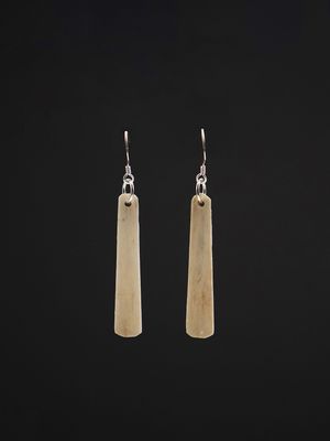 Moko Pounamu Whale Bone and Silver Drop Earrings 14124