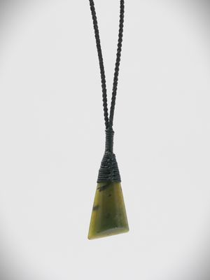 Moko Pounamu Angled Toki NZ Genuine Kawakawa Greenstone - Matarau