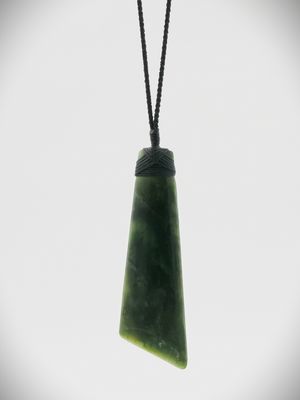 Moko Pounamu Angled Toki NZ Genuine Kawakawa Greenstone - Waipoua