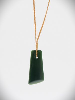 Moko Pounamu Angled Toki NZ Genuine Kawakawa Greenstone - Arapohue