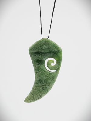 Moko Pounamu Fern Leaf NZ Genuine Marsden Flower Greenstone - Arahanga