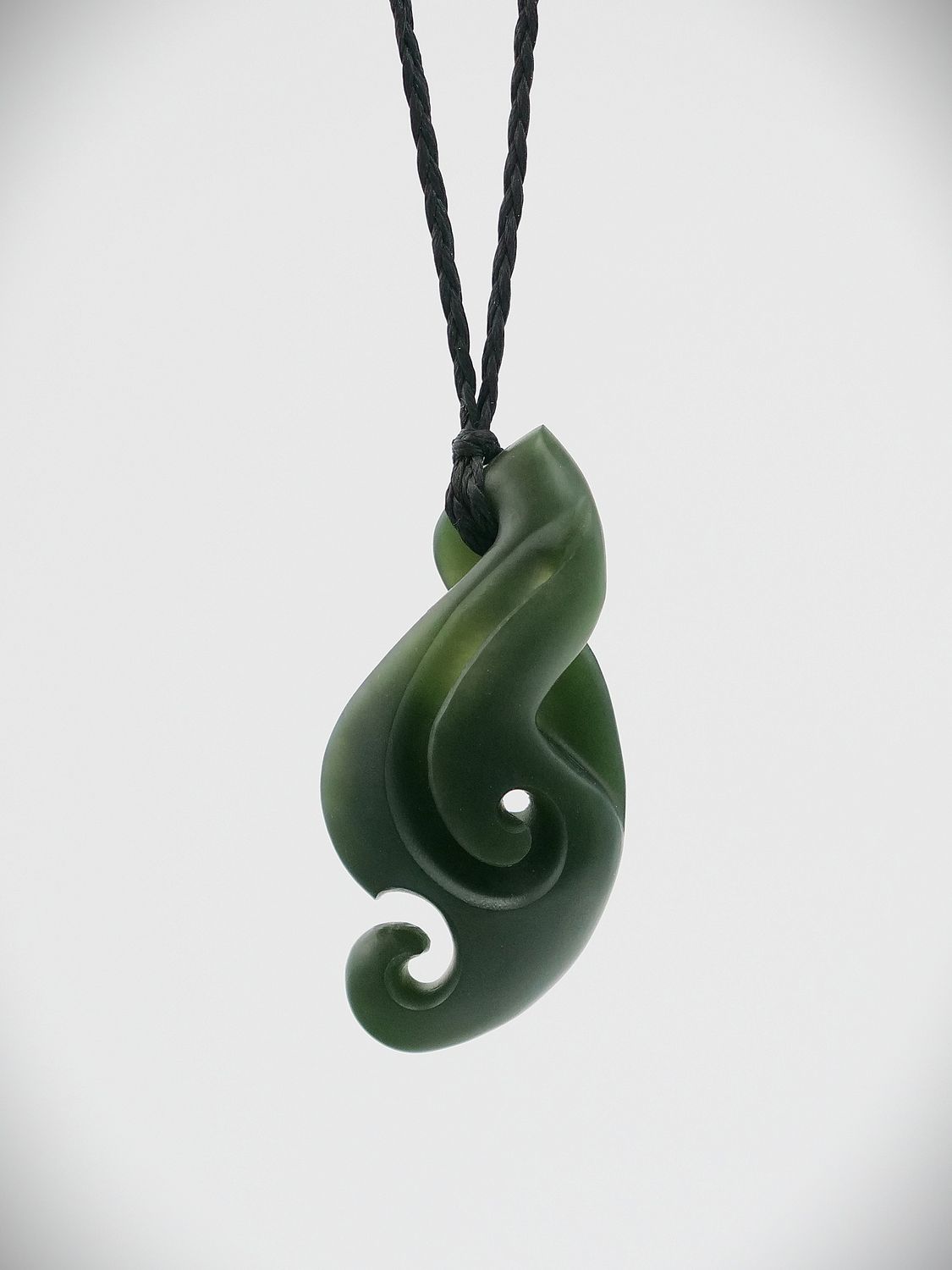 Moko Pounamu Pikorua with Koru NZ Genuine Kawakawa Greenstone - Ngata