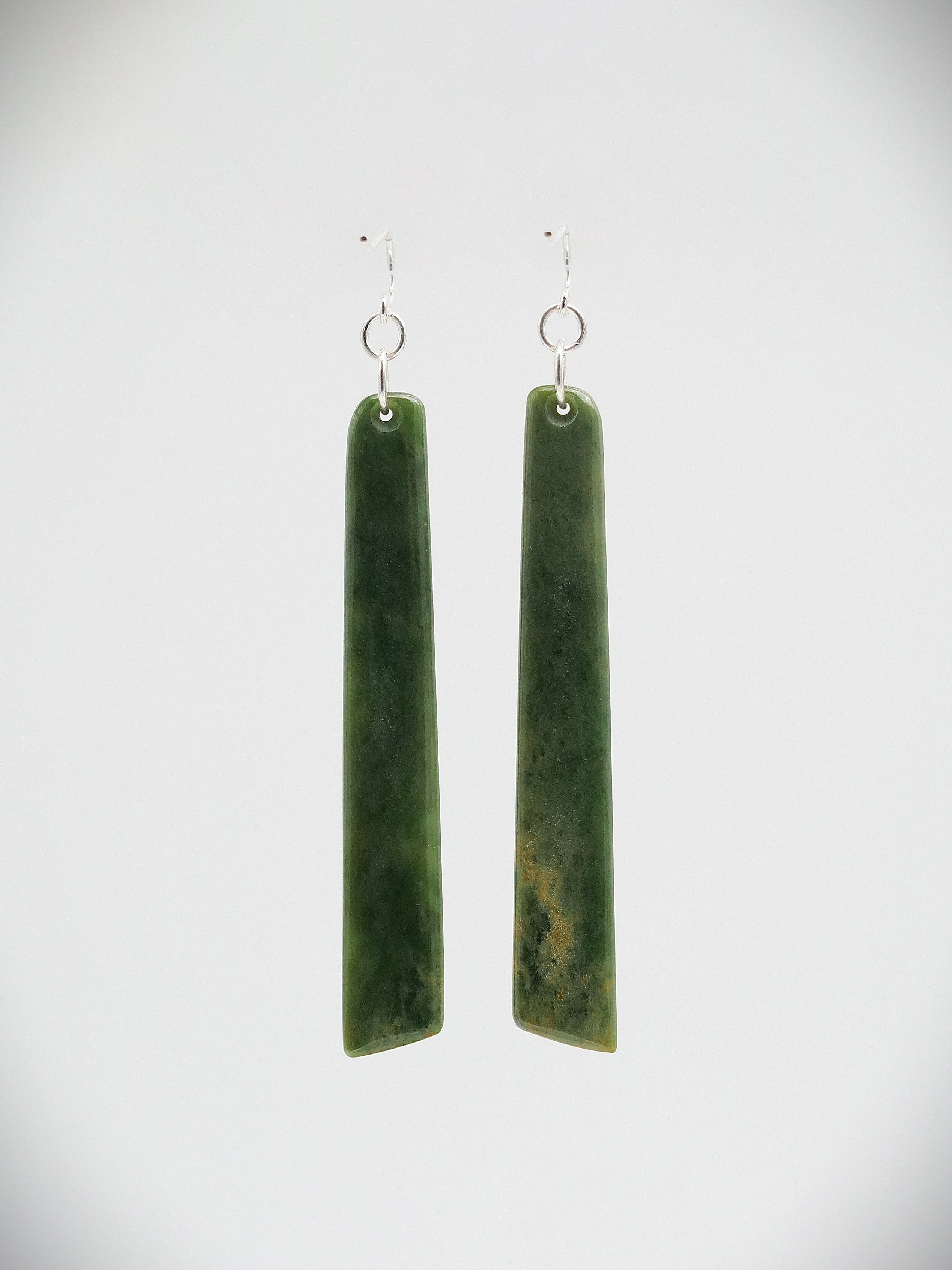 Moko Pounamu NZ Marsden Flower Greenstone and Sterling Silver Earrings 14237