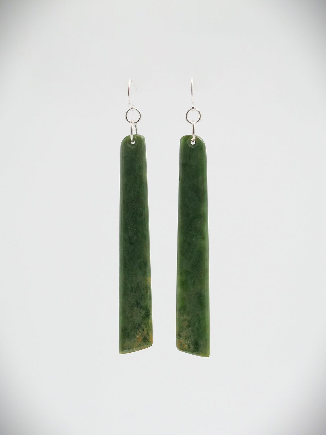 Moko Pounamu NZ Marsden Flower Greenstone and Sterling Silver Earrings 14237