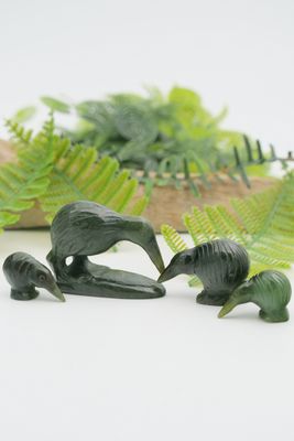 Moko Pounamu Genuine New Zealand Pounamu Kiwi Family - Iwi