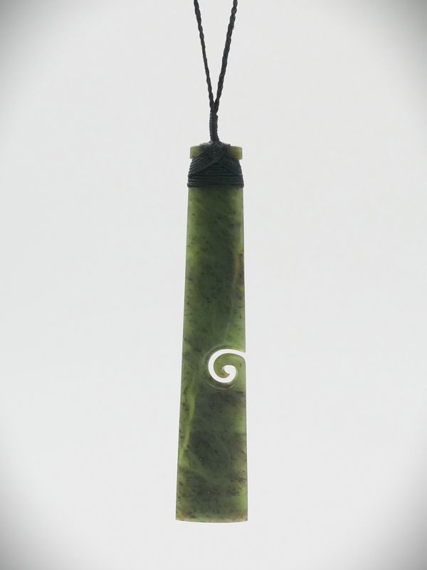Moko Pounamu Koru Toki NZ Genuine Kawakawa Greenstone - Toro