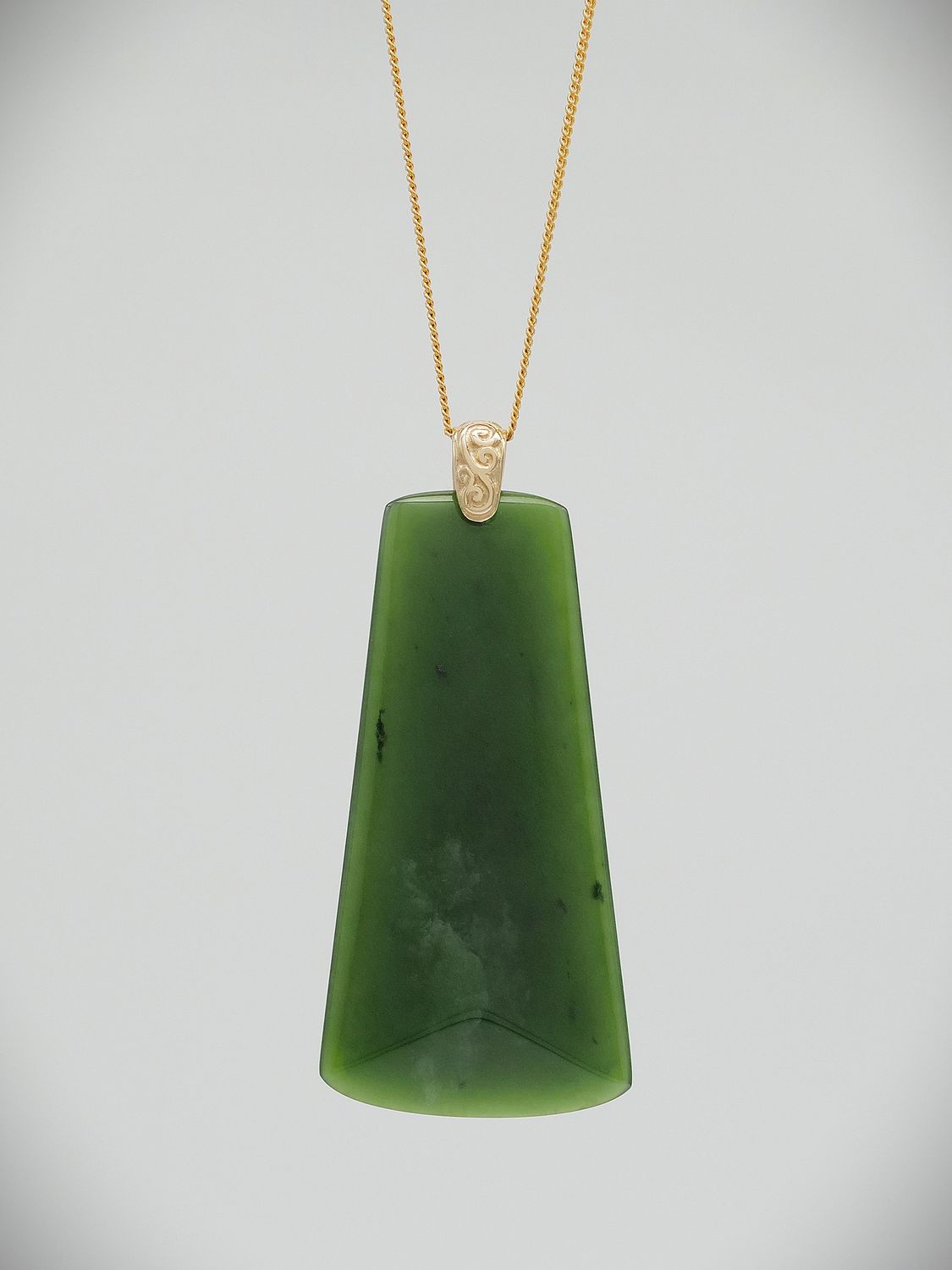 Moko Pounamu Toki NZ Genuine Kahurangi Flower Greenstone & 9ct Gold - Mairangi
