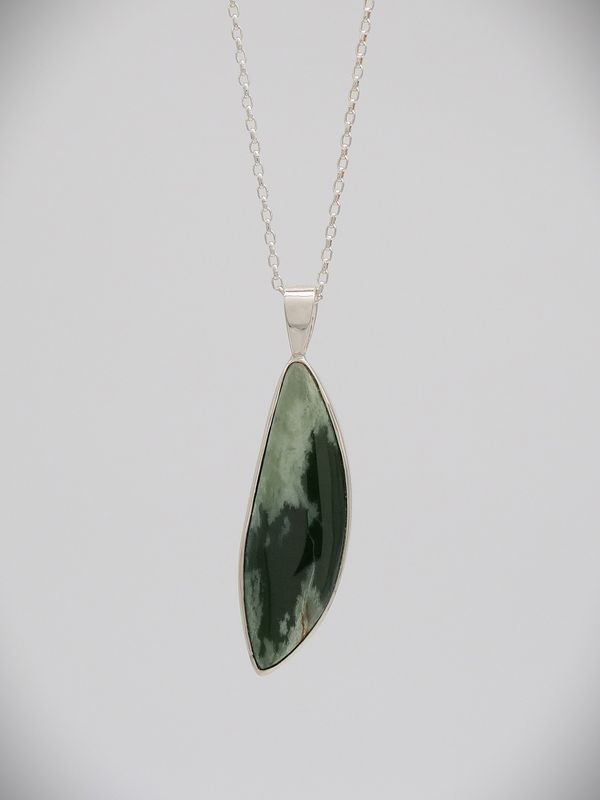 Moko Pounamu Kawakawa Flower Greenstone and Sterling Silver Pendant