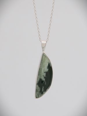 Moko Pounamu Kawakawa Flower Greenstone and Sterling Silver Pendant 14293