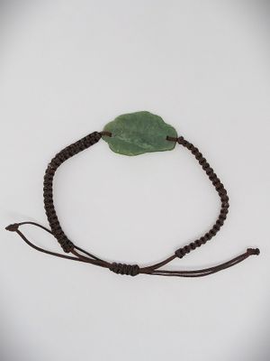 Moko Pounamu Adjustable Bracelet NZ Genuine Kawakawa Greenstone 14299