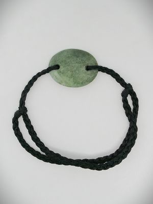 Moko Pounamu Adjustable Bracelet NZ Genuine Inanga Greenstone 14301