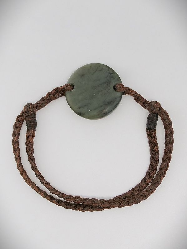 Moko Pounamu Adjustable Bracelet NZ Genuine Te Tau Ihu Inanga Greenstone 14304