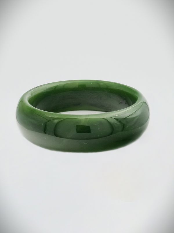 Moko Pounamu Solid Bangle NZ Genuine Kahurangi Greenstone - Mokoroa