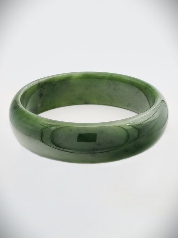 Moko Pounamu Solid Bangle NZ Genuine Kahurangi Greenstone - Kitekite