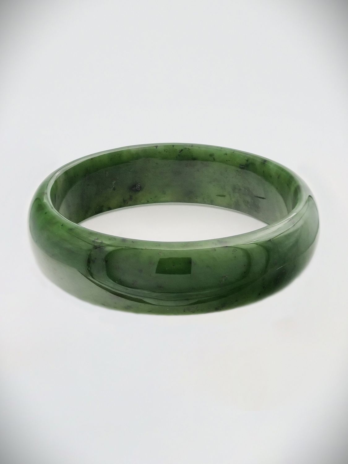 Moko Pounamu Solid Bangle NZ Genuine Kahurangi Greenstone - Karekare