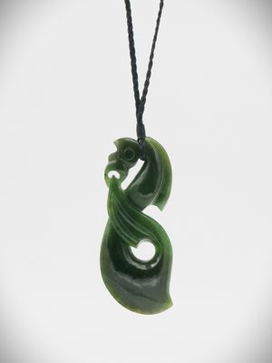 Moko Pounamu Manaia NZ Genuine Kawakawa Greenstone - Awanui