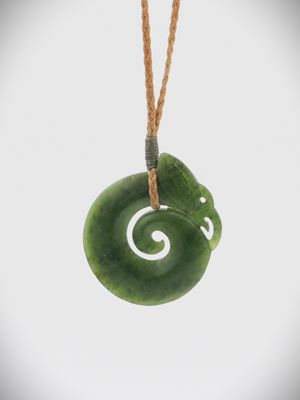 Moko Pounamu Manaia NZ Genuine Kawakawa Greenstone - Totara