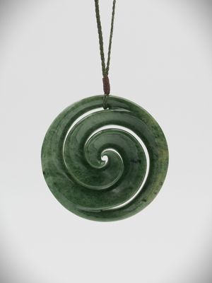 Moko Pounamu Contemporary Double Koru NZ Genuine Kahurangi Flower Greenstone - Tutamoe