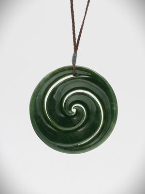 Moko Pounamu Contemporary Double Koru NZ Genuine Kahurangi Greenstone - Whatoro
