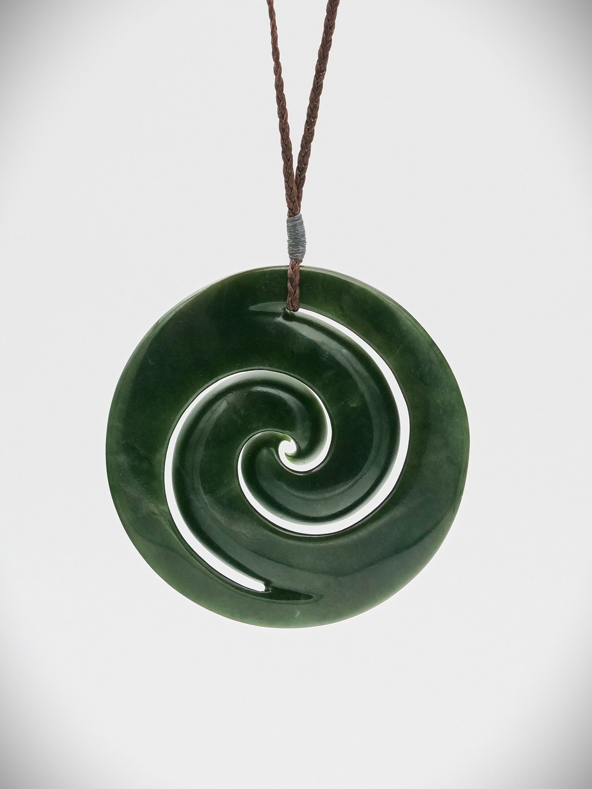 Moko Pounamu Contemporary Double Koru NZ Genuine Kahurangi Greenstone - Whatoro